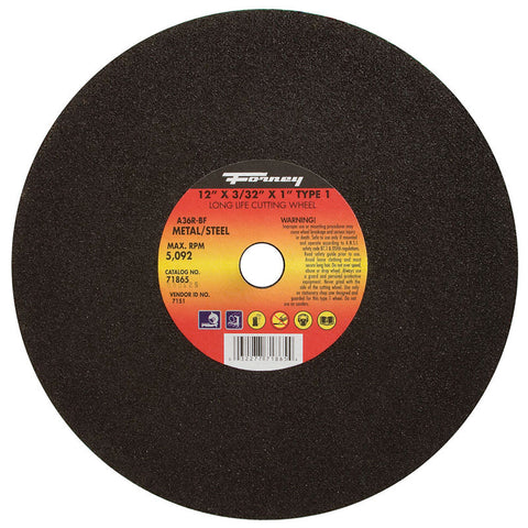 Forney 12 in. D X 1 in. X 3/32 in. thick Aluminum Oxide Metal Cutting Wheel 1 pc