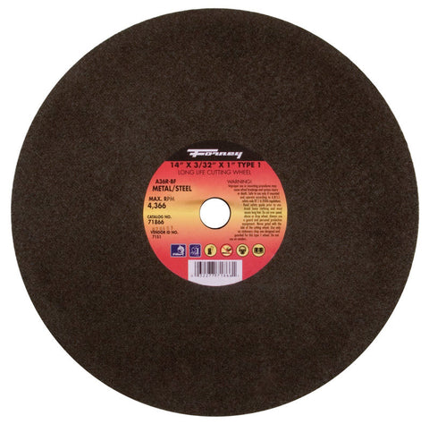 Forney 14 in. D X 1 in. X 3/32 in. thick Aluminum Oxide Metal Cutting Wheel 1 pc