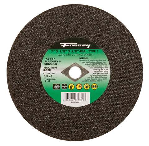 Forney 7 in. D X 5/8 in. X 1/8 in. thick Silicon Carbide Masonry Cutting Wheel 1 pc