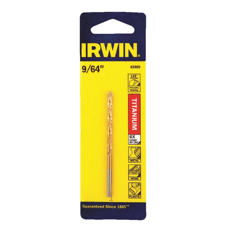 IRWIN 9/64 in. X 2-7/8 in. L High Speed Steel Drill Bit Straight Shank 1 pc