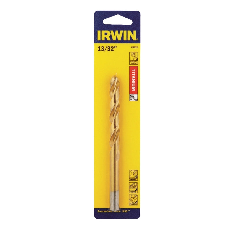 IRWIN 13/32 in. X 5-1/4 in. L High Speed Steel Drill Bit Round Shank 1 pc