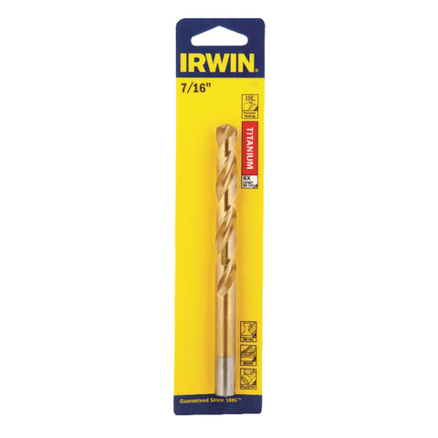 IRWIN 7/16 in. X 5-1/2 in. L High Speed Steel Drill Bit Round Shank 1 pc