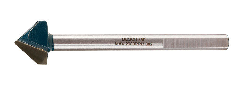 Broca Bosch de punta de carburo para vidrio y azulejo de 7/8 pulg. x 4 pulg. de largo, vástago plano de 3 lados, 1 pza.