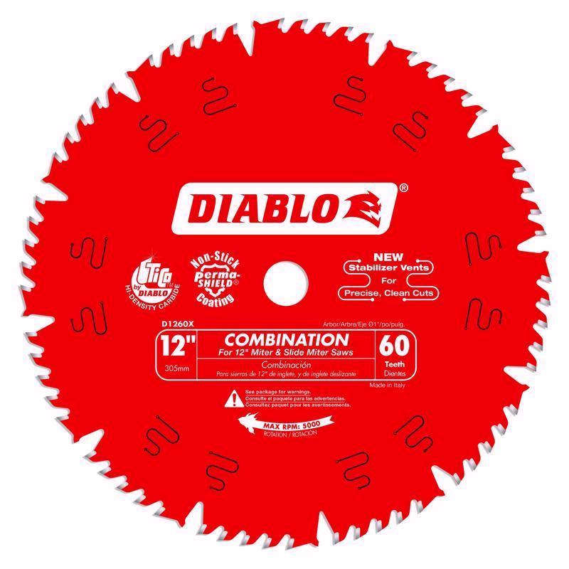 Disco de sierra circular Diablo de carburo de alta densidad TiCo de 12 pulg. de diámetro × 1 pulg. de ancho, 60 dientes, 1 ud.