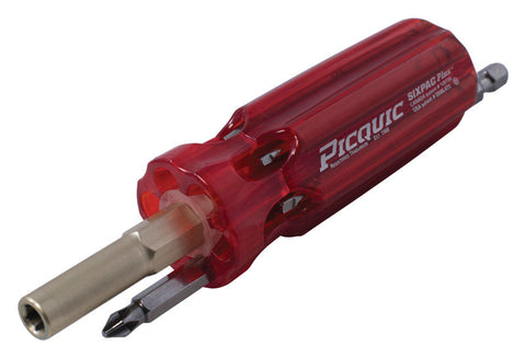 Picquic Sixpac Plus Multi-Bit Screwdriver 5.95 in. 7 pc (Pack of 12)