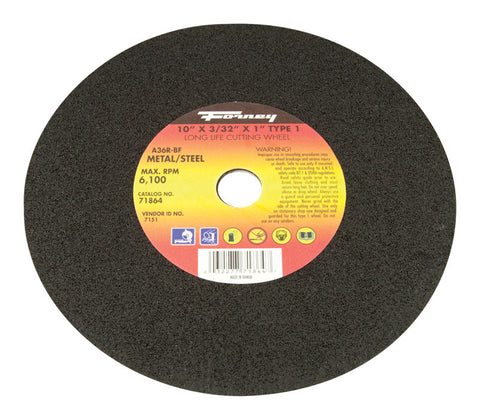 Forney 10 in. D X 5/8 in. X 1/8 in. thick Aluminum Oxide Metal Cutting Wheel 1 pc