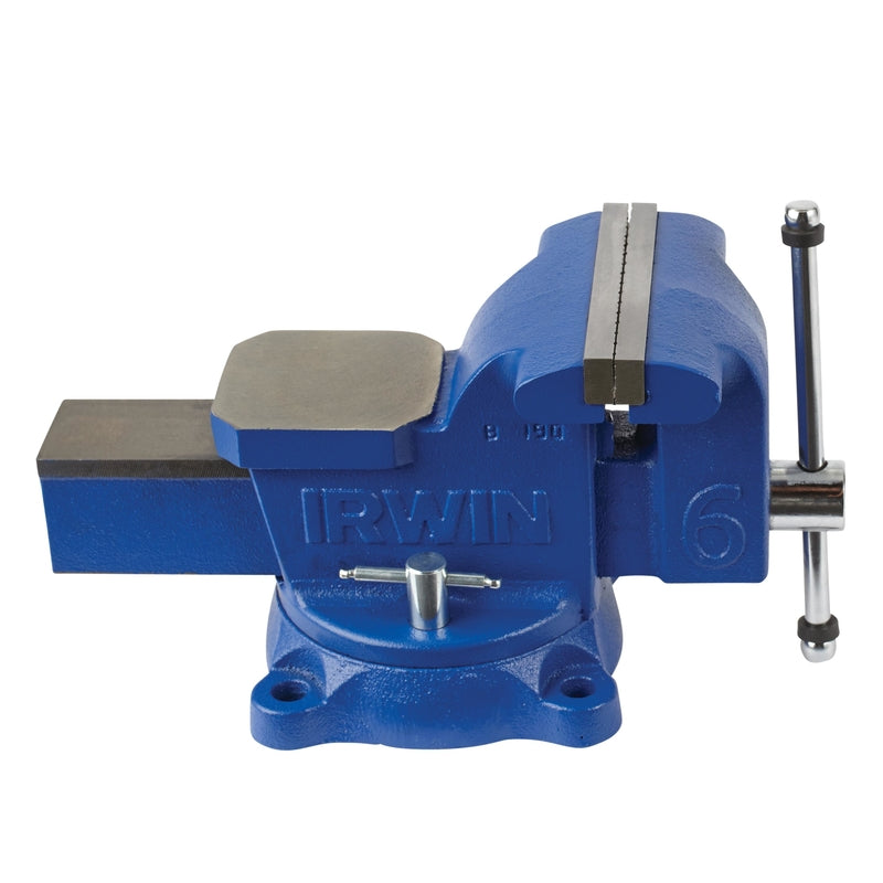 Tornillo de banco de taller de acero de 4 pulg. Irwin con base giratoria