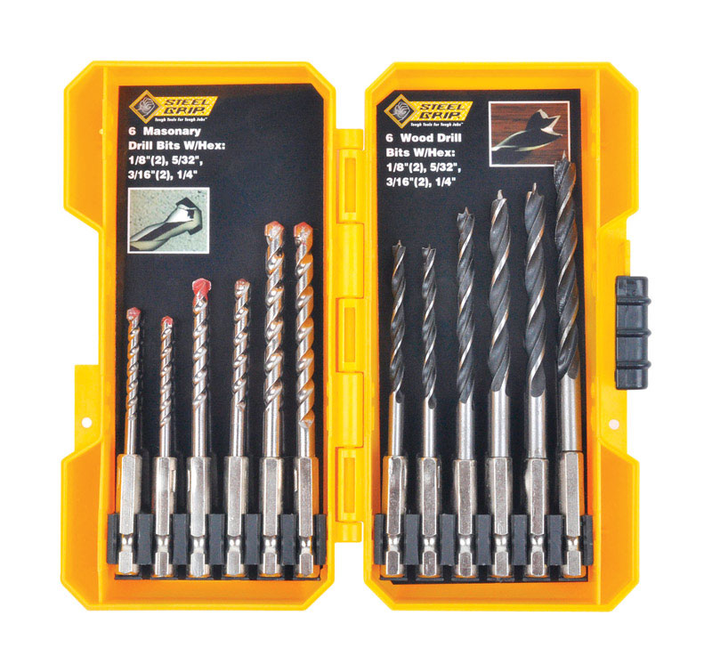 Juego de brocas de acero al carbono Steel Grip de 12 piezas