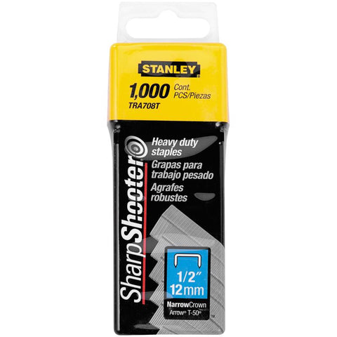 STANLEY Sharp Shooter 27/64 in. W X 1/2 in. L Narrow Crown Heavy Duty Staples 1000 pk