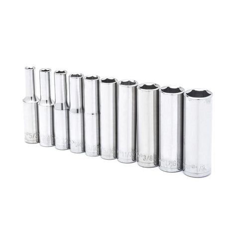 Crescent 1/4 in. X 1/4 in. drive SAE 6 Point Deep Well Socket Set 10 pc
