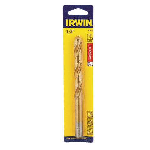 IRWIN 1/2 in. X 6 in. L High Speed Steel Drill Bit Straight Shank 1 pc