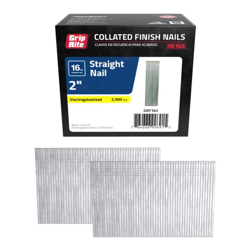 Grip-Rite 2 in. L X 16 Ga. Straight Strip Electro Galvanized Finish Nails 2500 pk