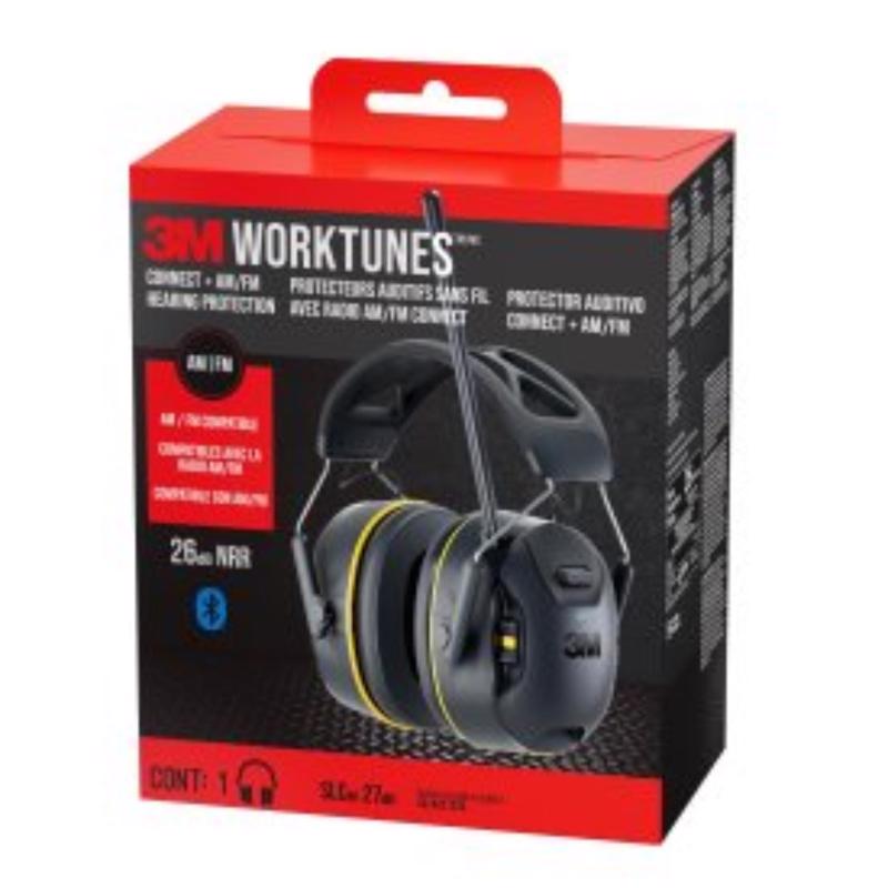 Tapones/auriculares Bluetooth 3M WorkTunes de espuma suave de 24 dB con micrófono, negros, 1 par