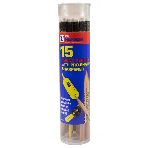 Lápiz de carpintero y sacapuntas Pro-Sharp de 8 pulg. C.H. Hanson, beige, 15 piezas