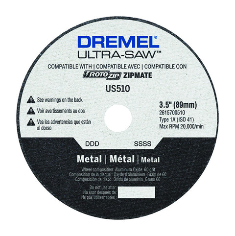 Dremel Ultra-Saw 3-1/2 in. D X 1/2 in. X 0.049 in. thick Aluminum Oxide Metal Cutting Wheel 1 pc