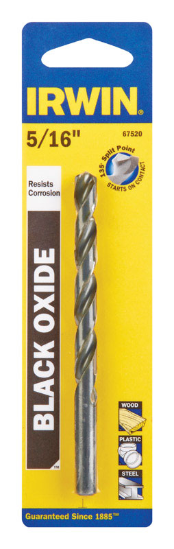 IRWIN 5/16 in. X 4-1/2 in. L High Speed Steel Drill Bit Straight Shank 1 pc