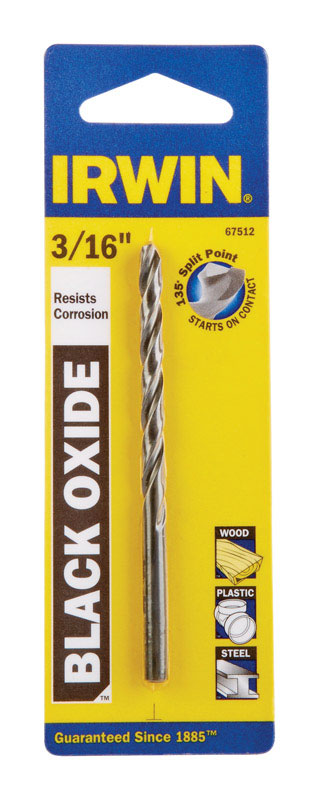 IRWIN 3/16 in. X 3-1/2 in. L High Speed Steel Drill Bit Straight Shank 1 pc