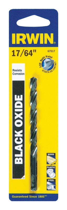 IRWIN 17/64 in. X 4-1/8 in. L High Speed Steel Drill Bit Straight Shank 1 pc