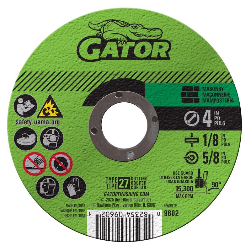 Muela abrasiva para mampostería Gator de 4 pulg. de diámetro x 5/8 pulg. x 1/8 pulg. de grosor, 1 pieza
