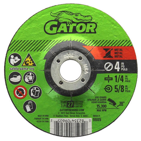 Gator 4 in. D X 5/8 X 1/4 in. thick Metal Grinding Wheel 1 pc