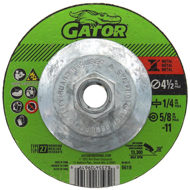Gator 4-1/2 in. D X 5/8-11 in. X 1/4 in. thick Metal Grinding Wheel 1 pc (Pack of 5)