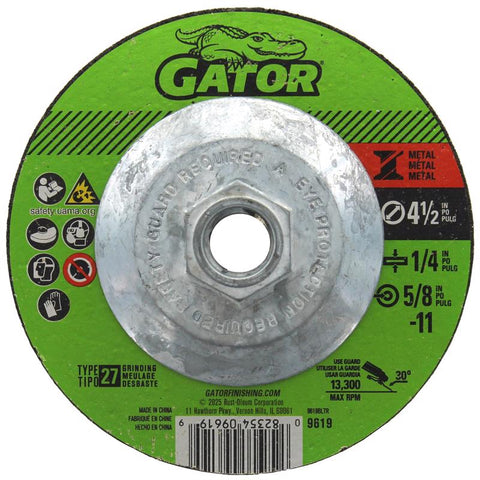 Gator 4-1/2 in. D X 5/8-11 in. X 1/4 in. thick Metal Grinding Wheel 1 pc (Pack of 5)