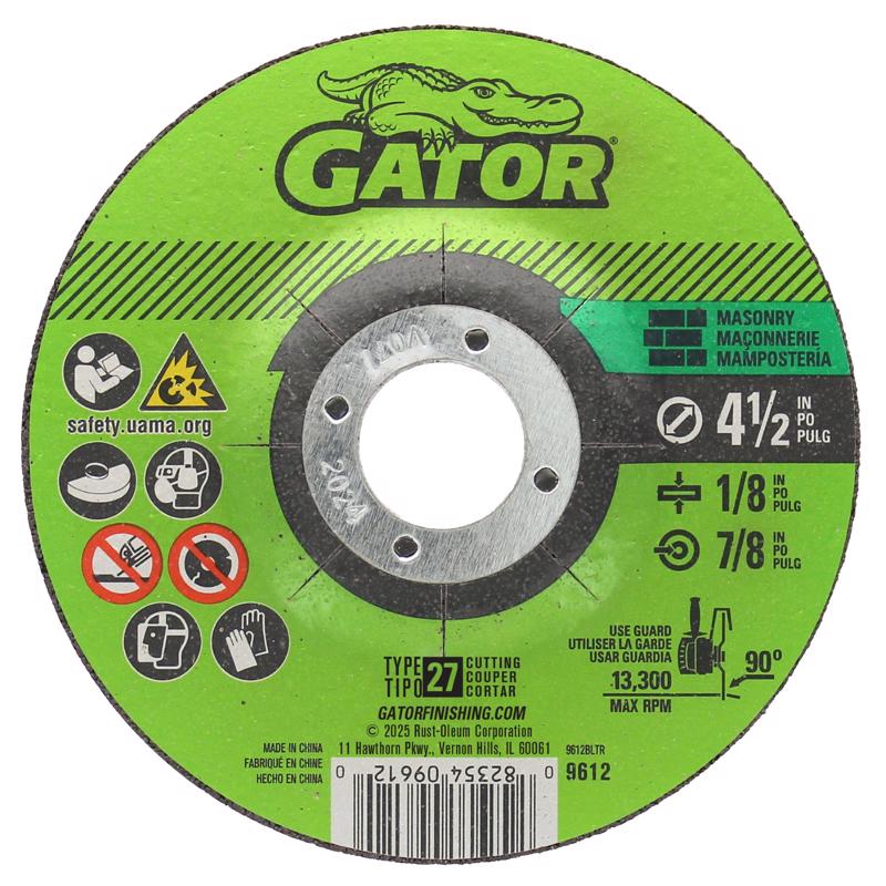 Muela de mampostería Gator de 4-1/2 pulg. de diámetro x 5/8-11 pulg. x 1/8 pulg. de grosor, 1 pza.