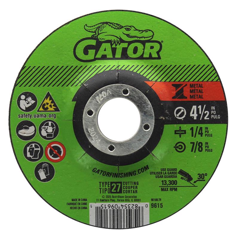Muela abrasiva metálica Gator de 4-1/2 pulg. de diámetro x 7/8 pulg. x 1/4 pulg. de grosor, 1 pieza