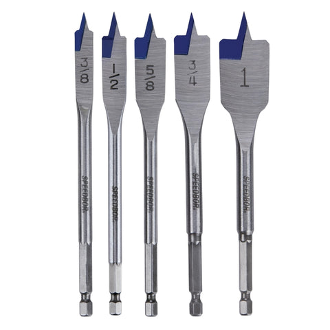 IRWIN Speedbor Carbon Steel Spade Bit Set Hex Shank 5 pc