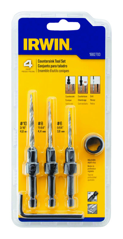 IRWIN #6, #8 and #10 X 6 in. L High Speed Steel Wood Countersink Set 4 pc