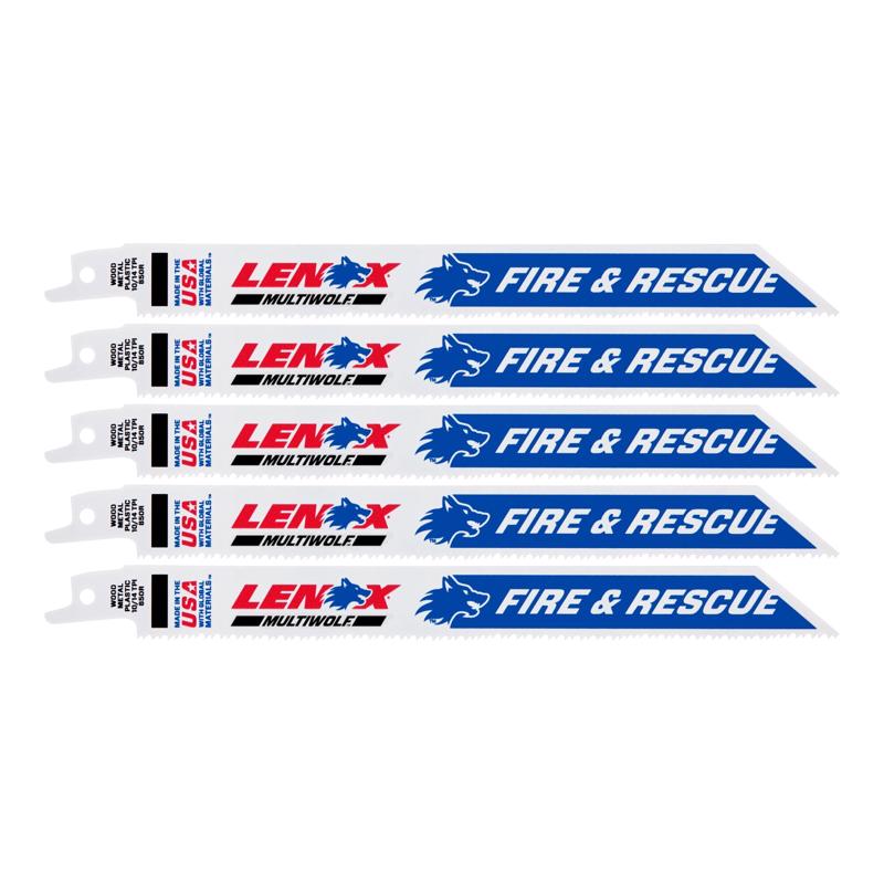 LENOX MULTIWOLF 8 in. Bi-Metal WAVE EDGE Reciprocating Saw Blade 10/14 TPI 5 pk