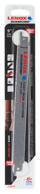 LENOX Double Tang 9 in. Diamond Grit Reciprocating Saw Blade Multi TPI 1 pk