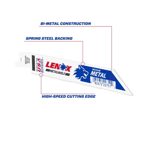 LENOX METALWOLF 6 in. Bi-Metal WAVE EDGE Reciprocating Saw Blade 18 TPI 1 blade (Pack of 50)