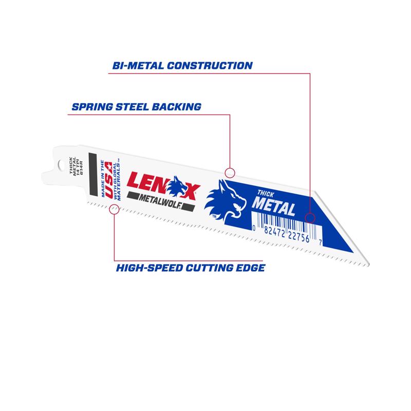 LENOX METALWOLF 6 in. Bi-Metal WAVE EDGE Reciprocating Saw Blade 14 TPI 1 blade (Pack of 50)
