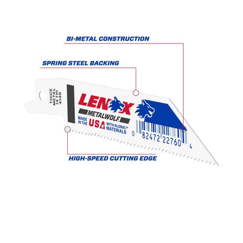 LENOX METALWOLF 4 in. Bi-Metal WAVE EDGE Reciprocating Saw Blade 14 TPI 1 blade (Pack of 50)