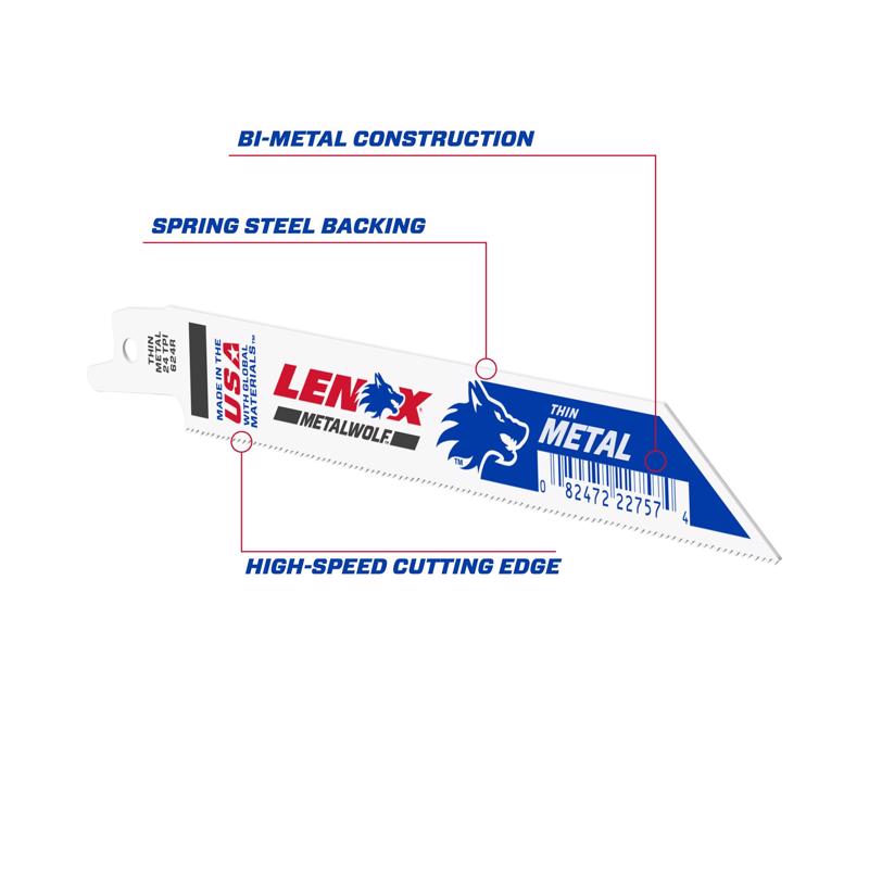 LENOX METALWOLF 6 in. Bi-Metal WAVE EDGE Reciprocating Saw Blade 24 TPI 1 blade (Pack of 50)