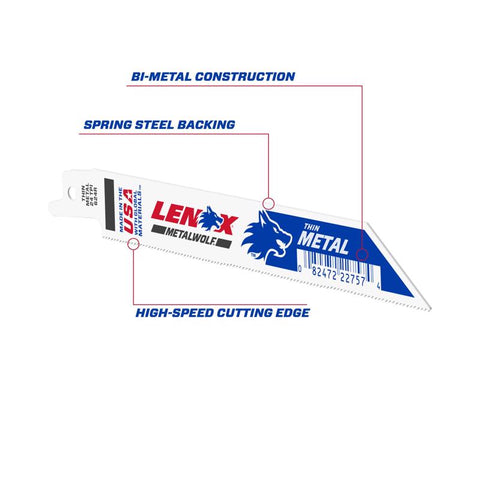 LENOX METALWOLF 6 in. Bi-Metal WAVE EDGE Reciprocating Saw Blade 24 TPI 1 blade (Pack of 50)