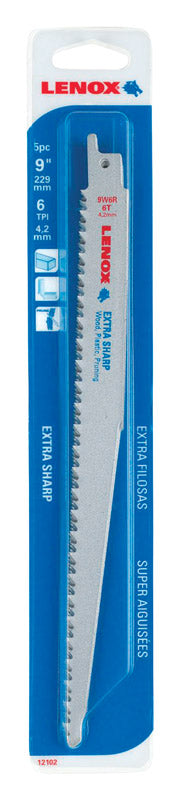 LENOX 9 in. Bi-Metal Reciprocating Saw Blade 6 TPI 5 pk