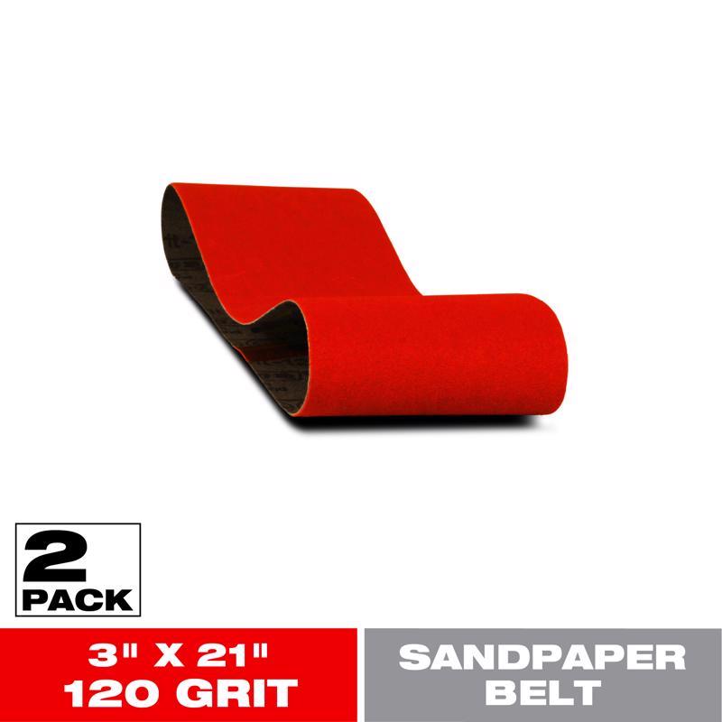 Banda de lijado Diablo de mezcla de circonio premium, 21 pulg. de largo x 3 pulg. de ancho, grano fino 120, paquete de 2