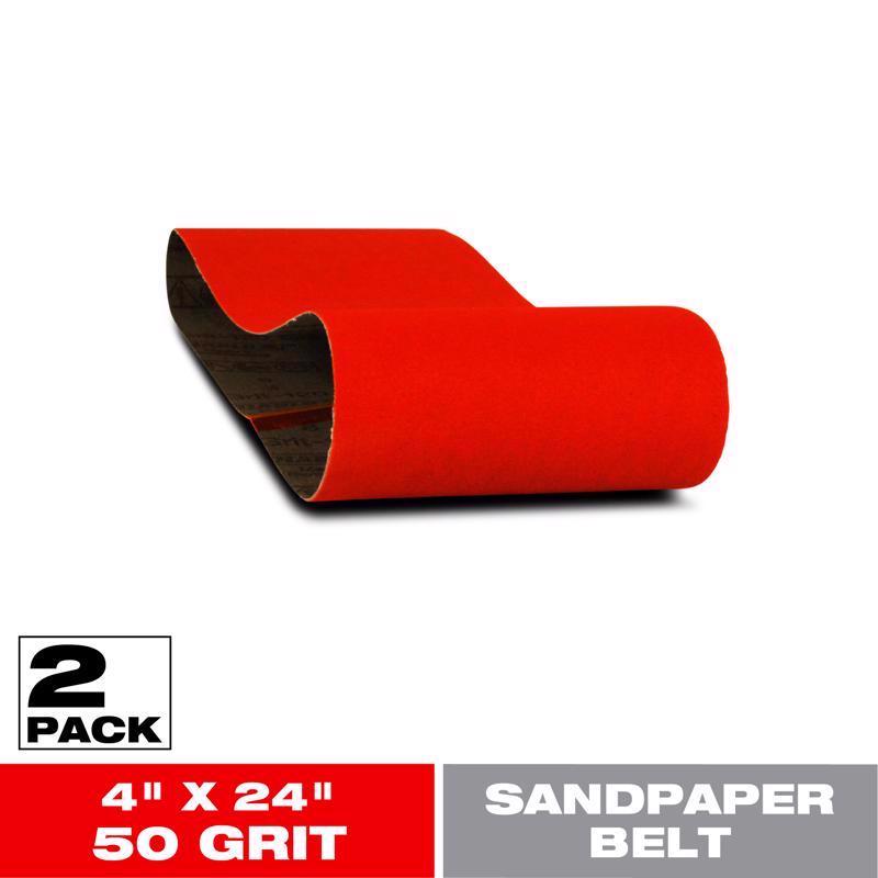 Banda de lijado Diablo de mezcla de circonio premium, 24 pulg. de largo x 4 pulg. de ancho, grano fino 120, paquete de 2