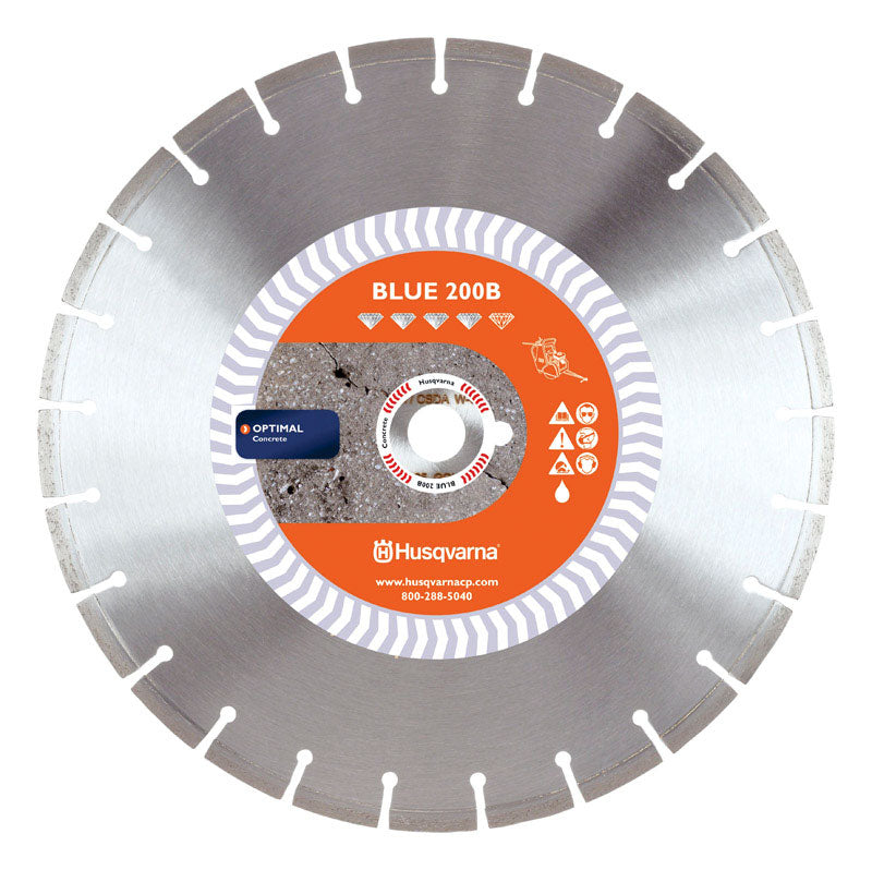 Disco de sierra de diamante Husqvarna 200B azul de 18 pulg. de diámetro × 1 pulg.
