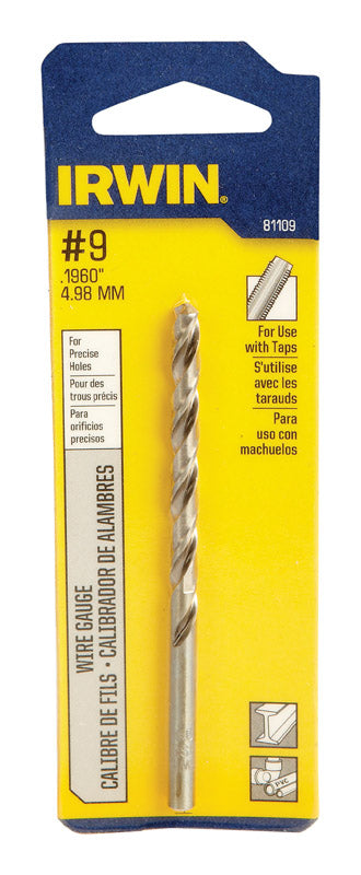IRWIN #9 X 3-5/8 in. L High Speed Steel Wire Gauge Bit Straight Shank 1 pc