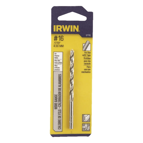 IRWIN #16 X 3-3/8 in. L High Speed Steel Wire Gauge Bit Straight Shank 1 pc