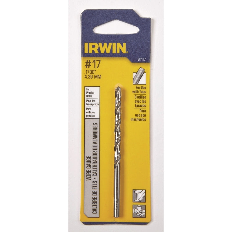 IRWIN Calibrador de alambre de acero rápido de 3-3/8 pulg. de largo, vástago recto, 1 pza. n.º 17