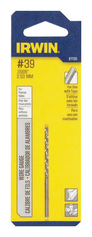 IRWIN Broca para hilo de acero rápido, longitud Jobber, 39 x 1-3/8 pulg., vástago recto, 1 ud.