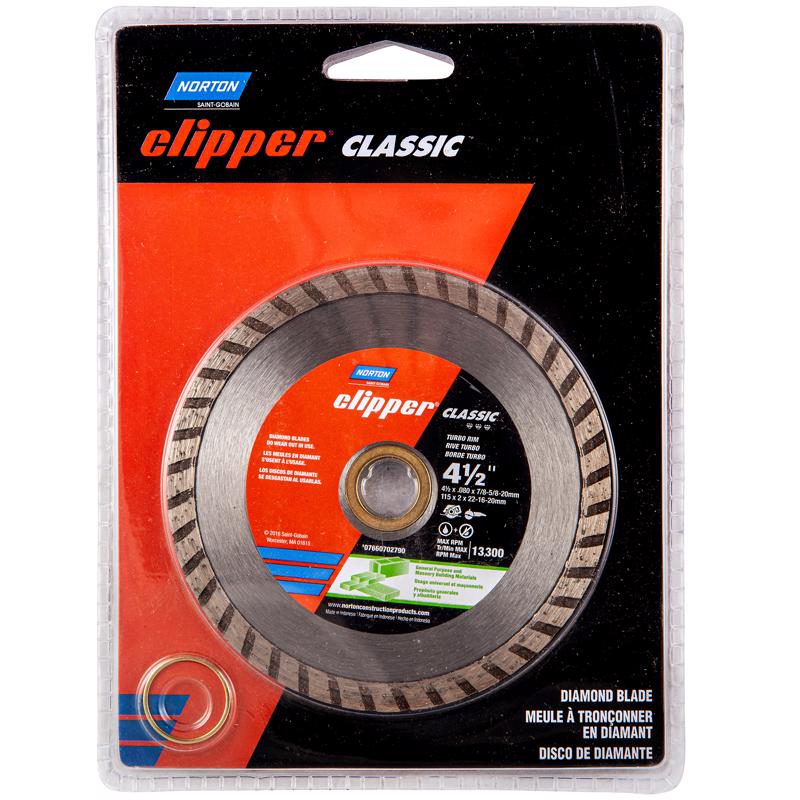 Disco de diamante turbo Norton Clipper de 4-1/2 pulg. de diámetro x 5/8 y 7/8 pulg., 1 pieza