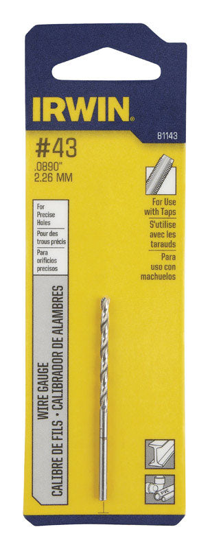 IRWIN #43 X 2-1/4 in. L High Speed Steel Wire Gauge Bit Straight Shank 1 pc