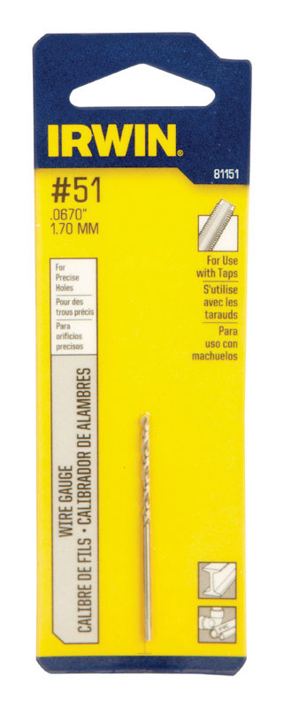 IRWIN 51 X 2 in. L High Speed Steel Wire Gauge Bit Straight Shank 1 pc