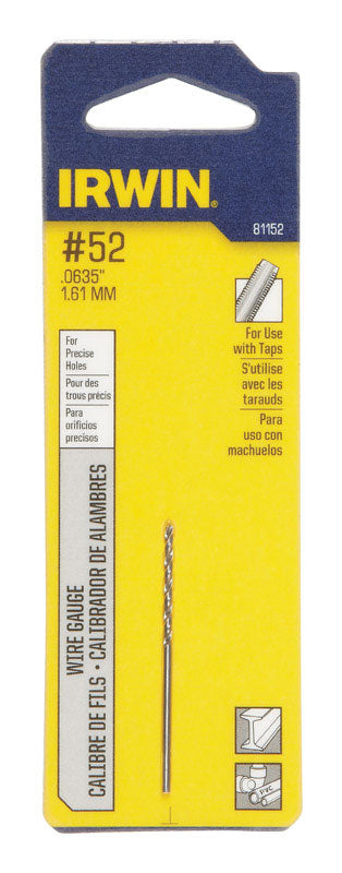 IRWIN 52 X 1-7/8 in. L High Speed Steel Wire Gauge Bit Straight Shank 1 pc