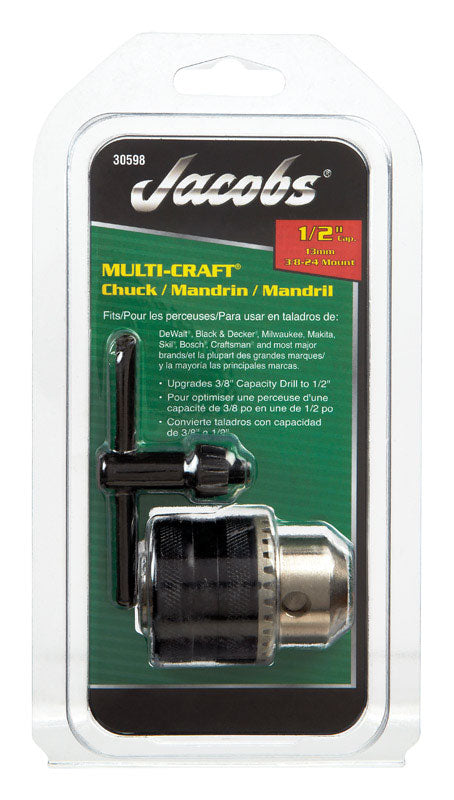 Jacobs 1/2 in. Drill Chuck 1/2 in. 3-Flat Shank 1 pc